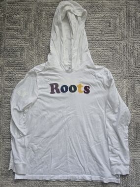 Roots White Jersey Knit Hoodie